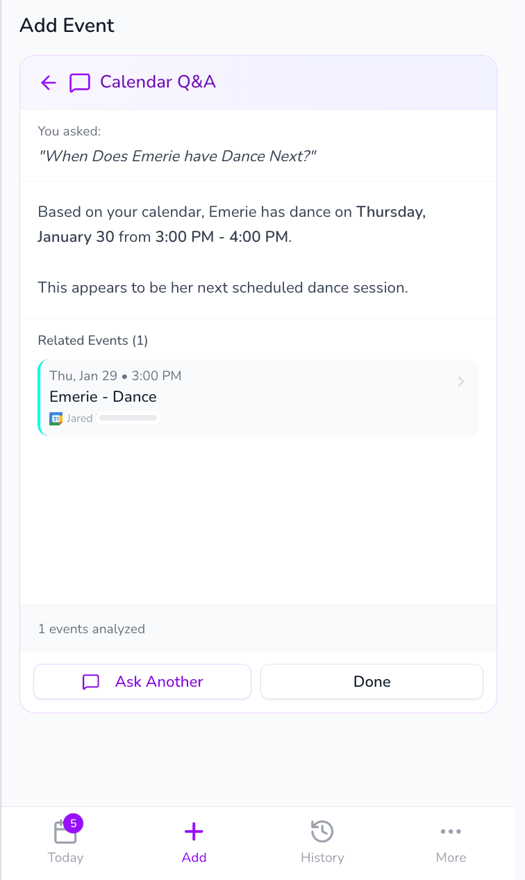 Ask questions about your calendar